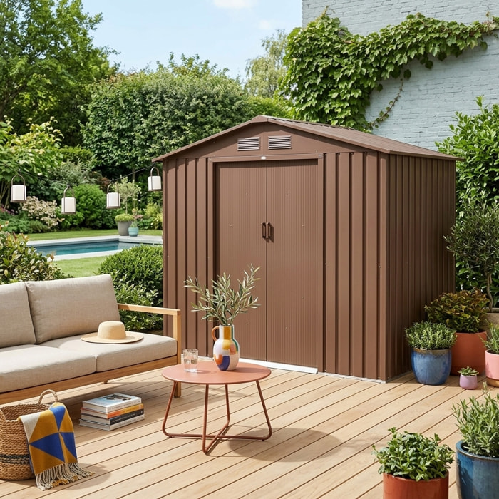 Abri de jardin métal 2,71m² avec kit d'ancrage HOUTLAND