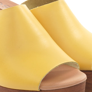 MULE TACCO WOOD CHOCOLA' GIALLO