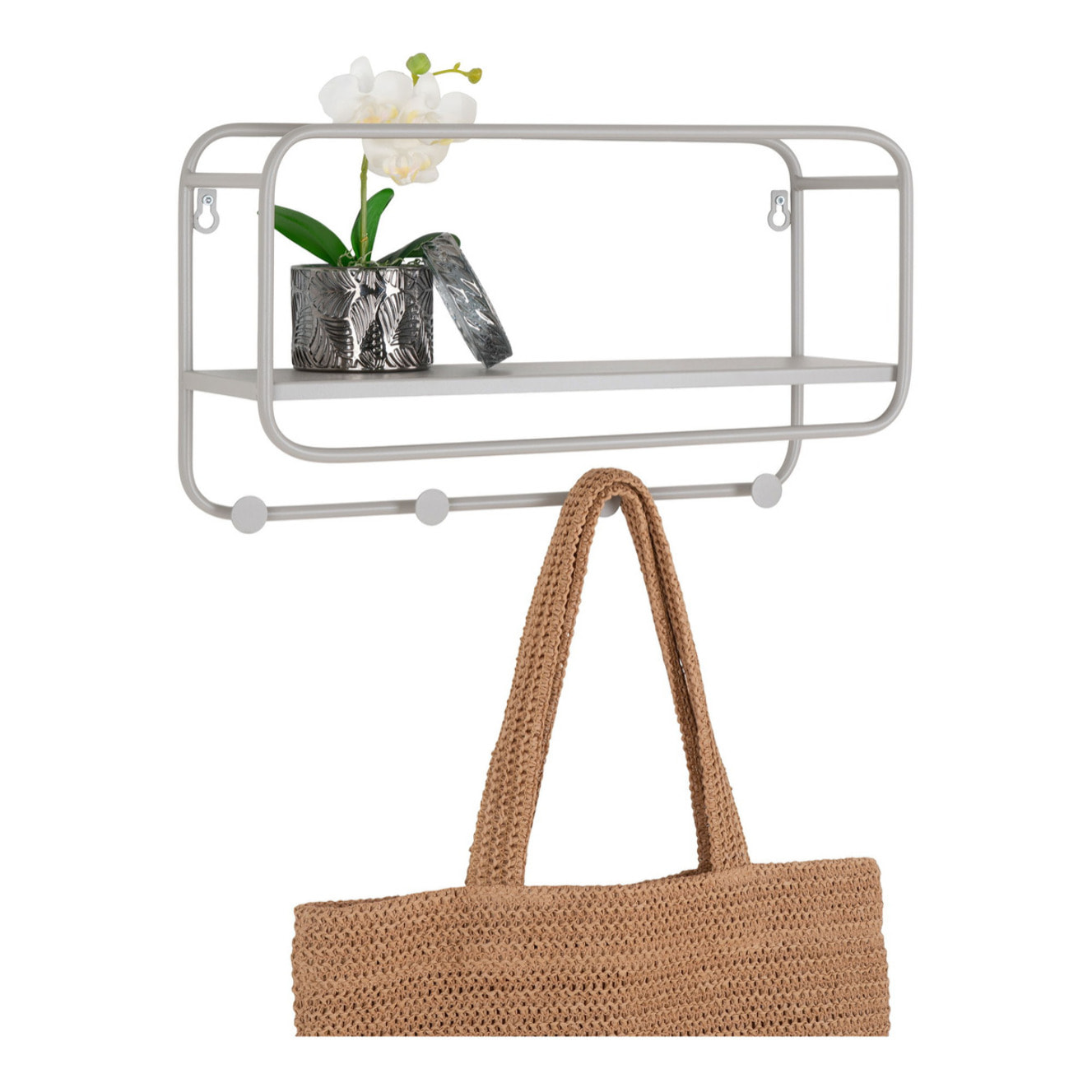 Feira Mensola porta cappelli in acciaio grigio 45x15x25 cm