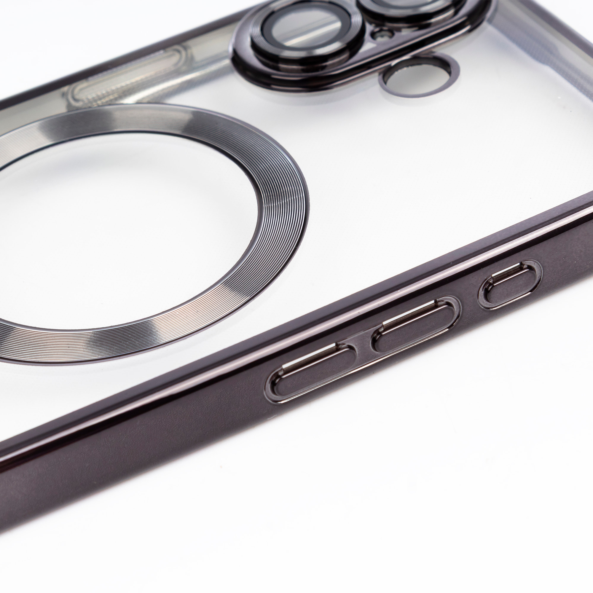 Carcasa magnética transparente con cámara cubierta, antichoque y antihuellas. Magsafe para iPhone 17.