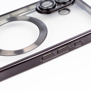 Carcasa magnética transparente con cámara cubierta, antichoque y antihuellas. Magsafe para iPhone 17.