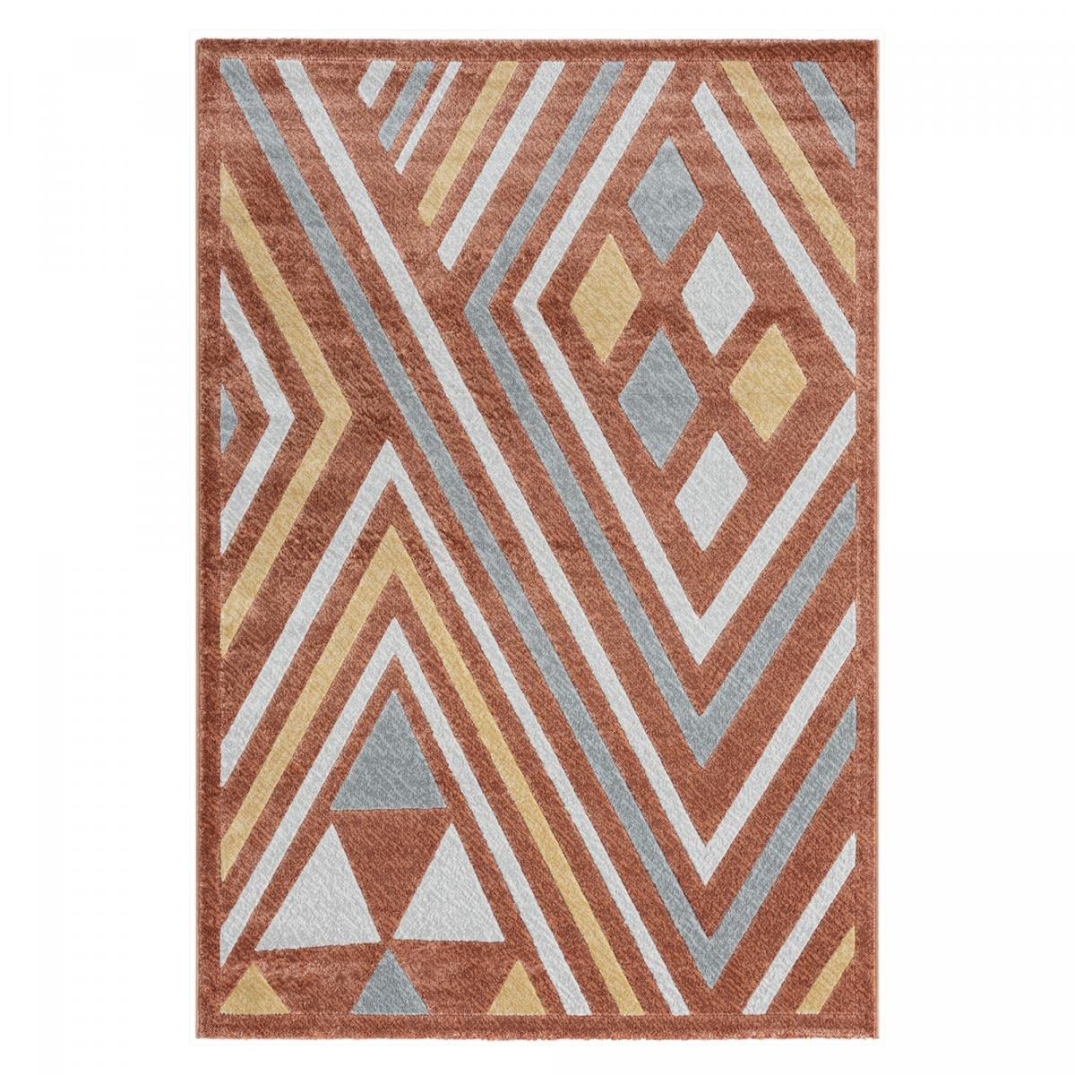 Tapis Koco géométrique, orange jaune et beige