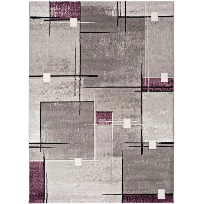 DETROIT Alfombra geométrica de pelo corto lila, varias medidas disponibles.