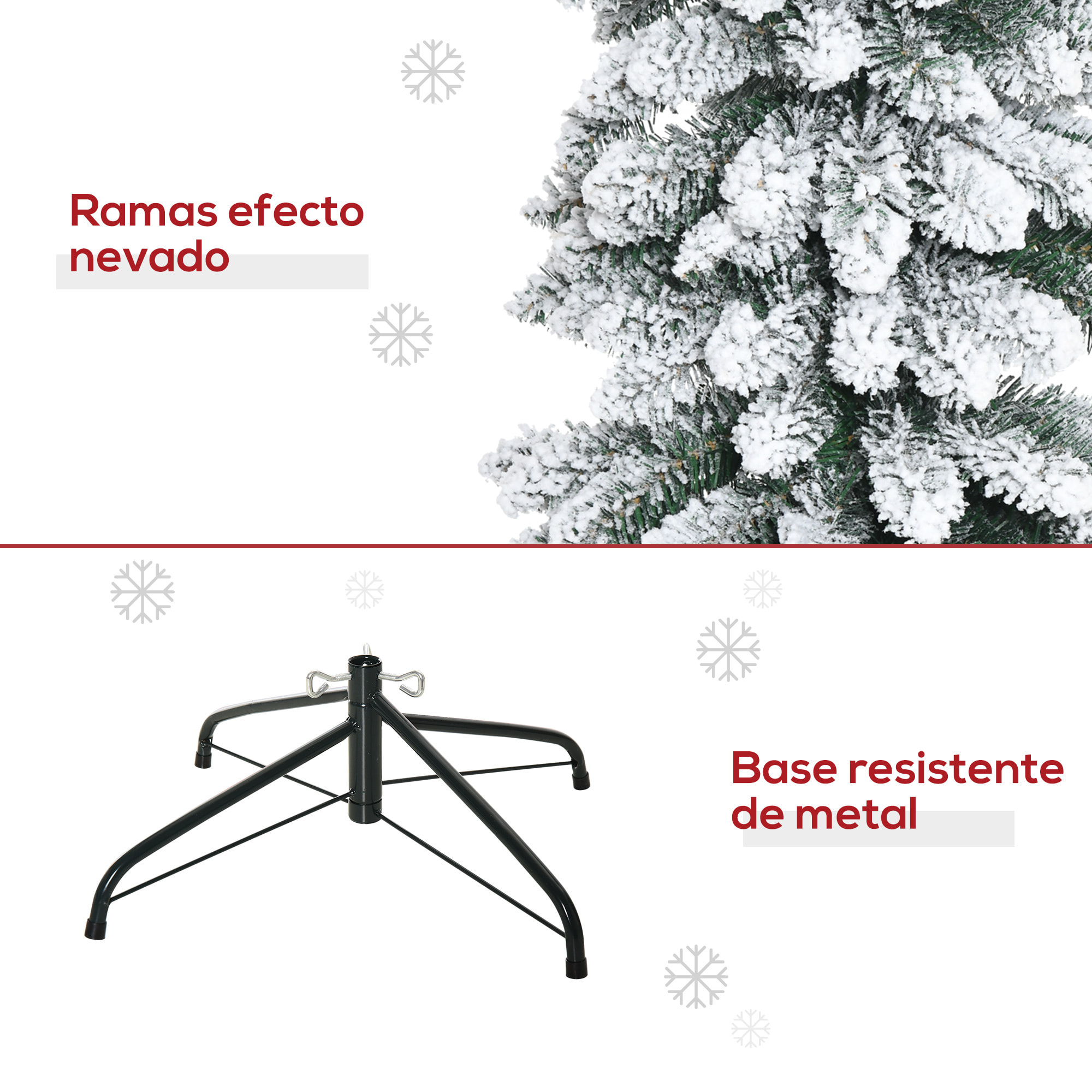 árbol de Navidad Artificial 210 cm con Nieve Ignífugo con 490 Ramas Hojas de PVC