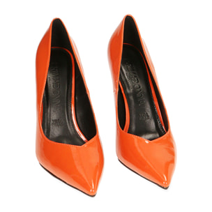 Décolleté arancio in naplack, tacco 10,5 cm