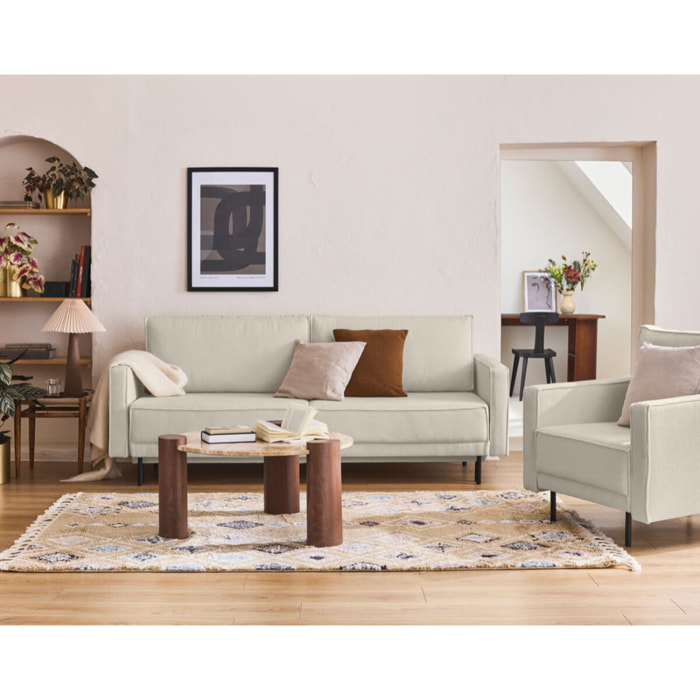 Charlie - canapé droit 3 places - convertible avec coffre - en tissu - Beige
