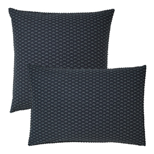 Taie d'oreiller percale de coton imprimé anthracite Osaka graphite
