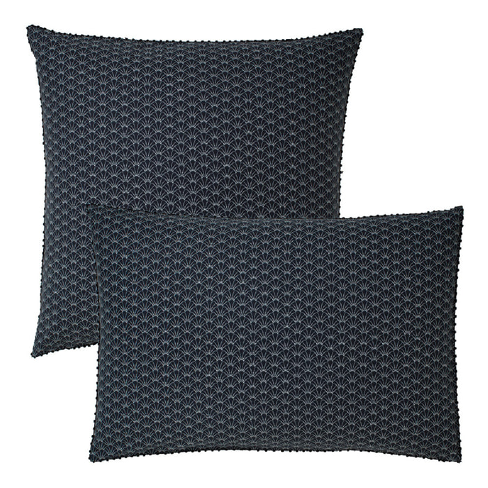Taie d'oreiller percale de coton imprimé anthracite Osaka graphite