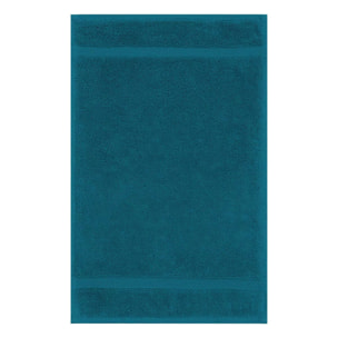 Serviette invites pur coton 550 g/m² uni bleu Elea canard