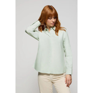 Camicia verde chiaro oxford con logo ricamato