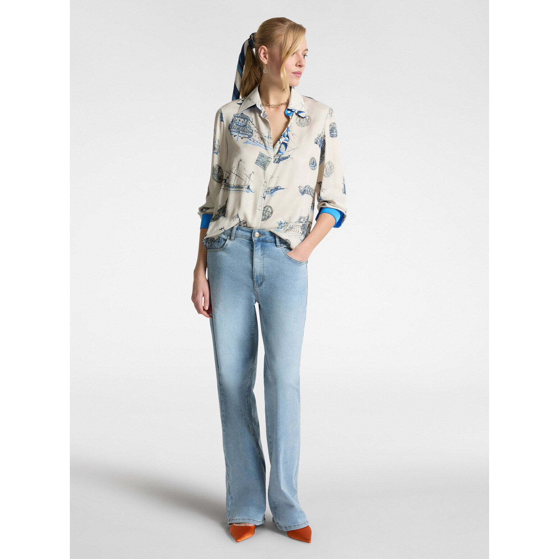 Elena Mirò - Jeans mid wide leg - Light - blue