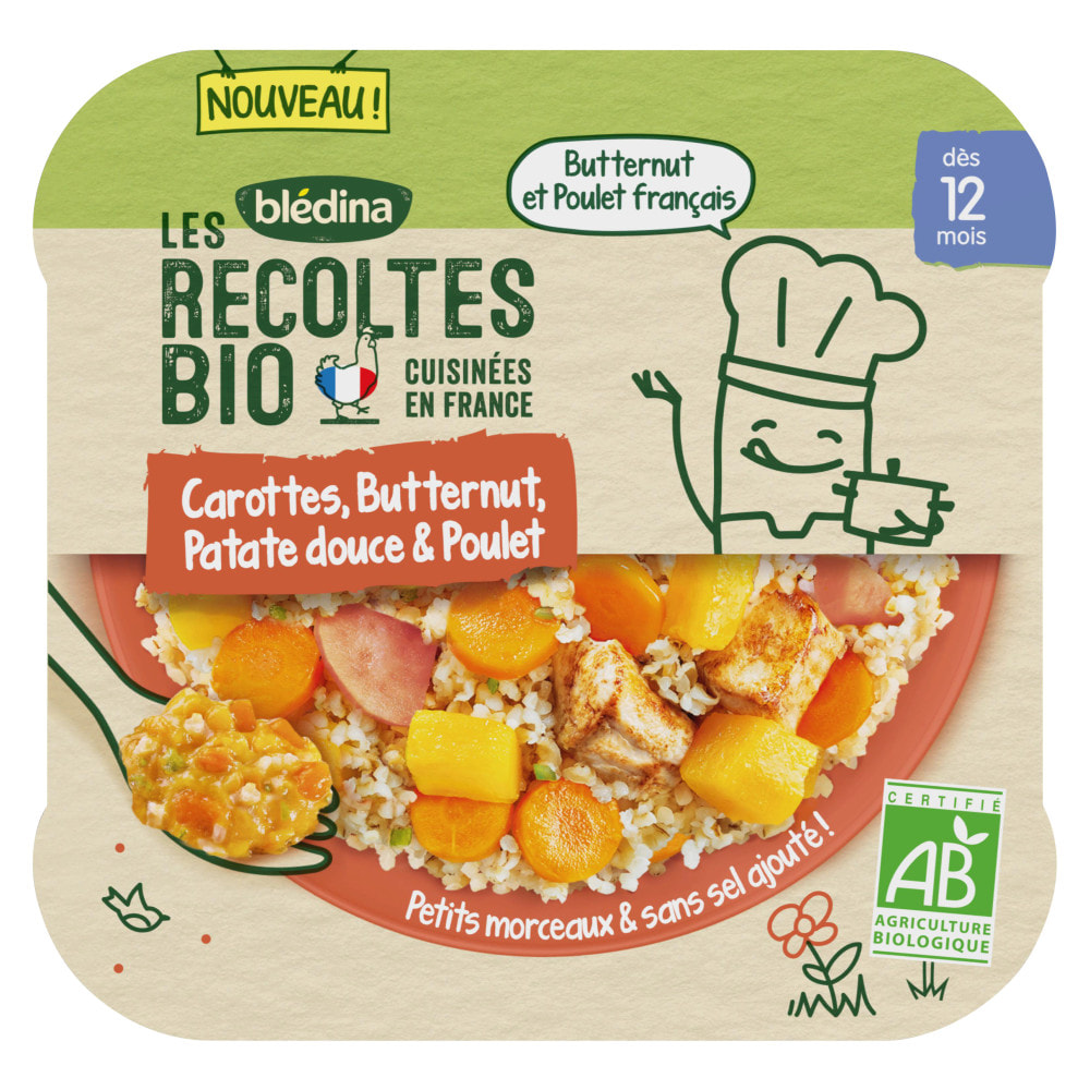 5 Assiettes Butternut, Patate douce & Poulet (5x230g) - Les Récoltes Bio Dès 12 Mois