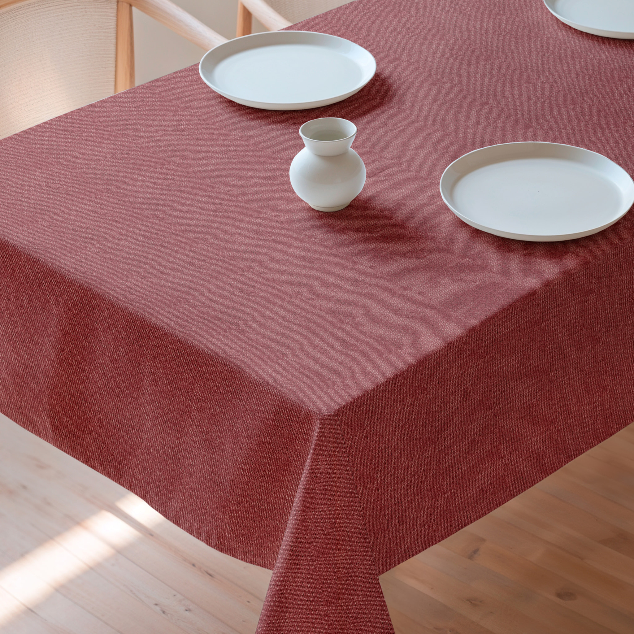 Nappe jacquard unie antitache Indra Red