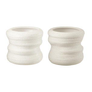 J-Line cache-pot Organique - céramique - blanc - large - 2 pièces - Ø 32 cm
