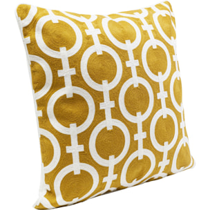 Coussin Catena Chain jaune et blanc Kare Design