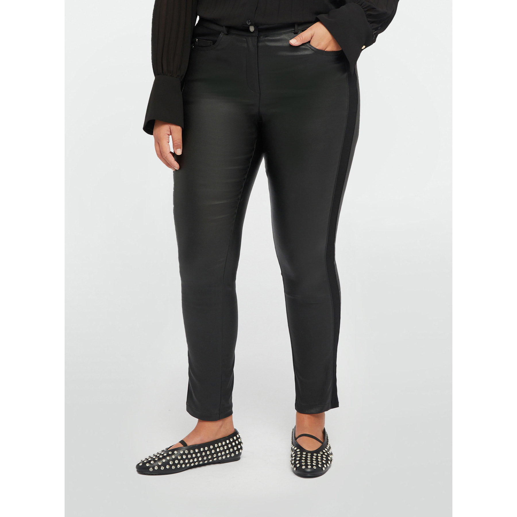 Fiorella Rubino - Pantalones skinny de dos tejidos - Negro