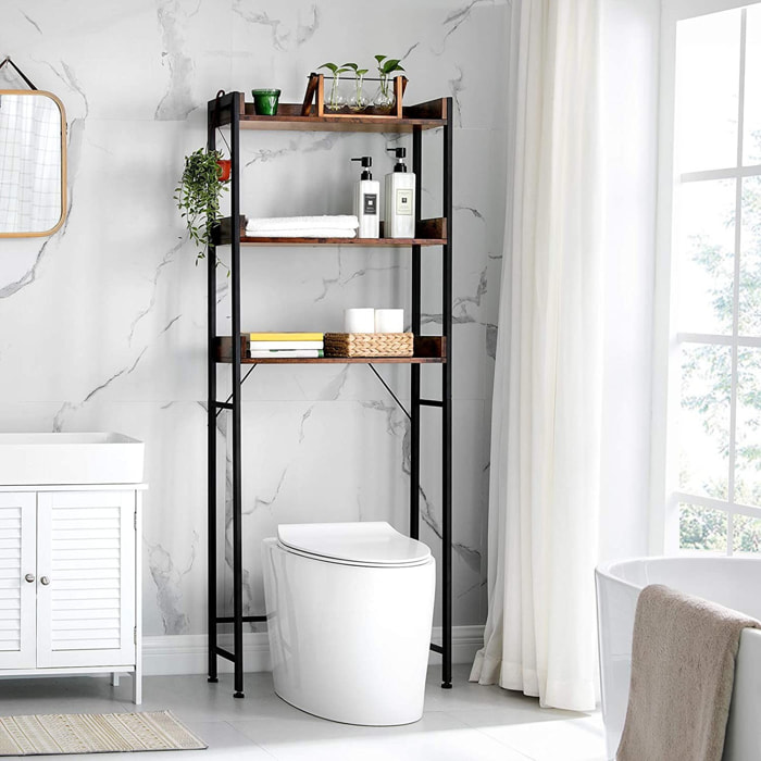 Scaffale bagno sopra WC stile industriale rustico BTS002B01V1