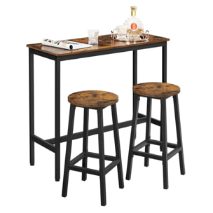 Set Bar Oslo con Tavolo Alto e 2 Sgabelli in Stile Industriale
