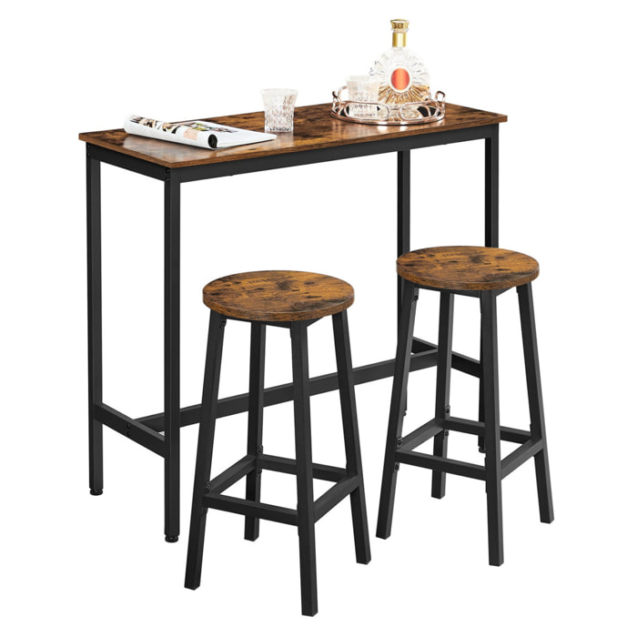 Set Bar Oslo con Tavolo Alto e 2 Sgabelli in Stile Industriale
