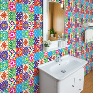 Stickers muraux - Sticker Mural Carrelage adhésif Cuisine Salle de Bain - 60 STICKERS CARRELAGES AZULEJOS CAELINA