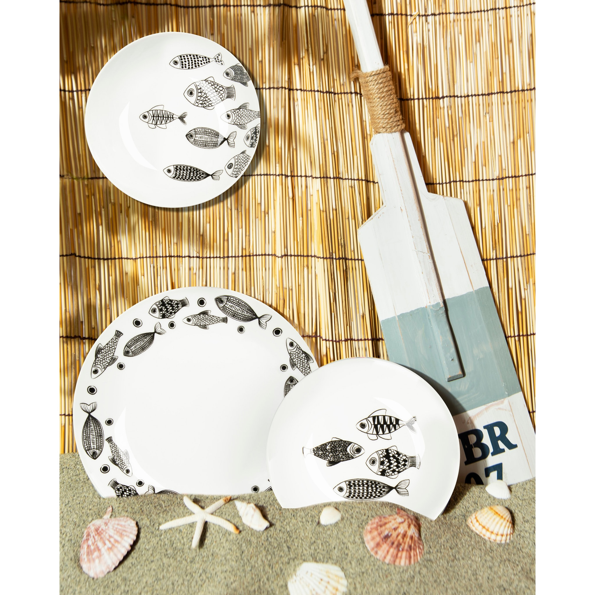 Service de table 18 pièces Excelsa – Black Sea, Porcelaine Blanc