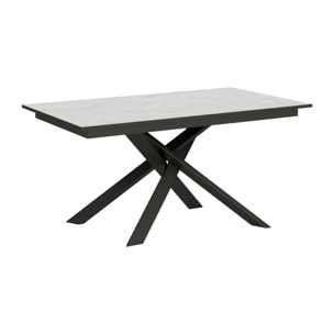 Table extensible 90x160/220 cm Ganty Blanc Spatulé bande de chante Anthracite cadre Anthracite