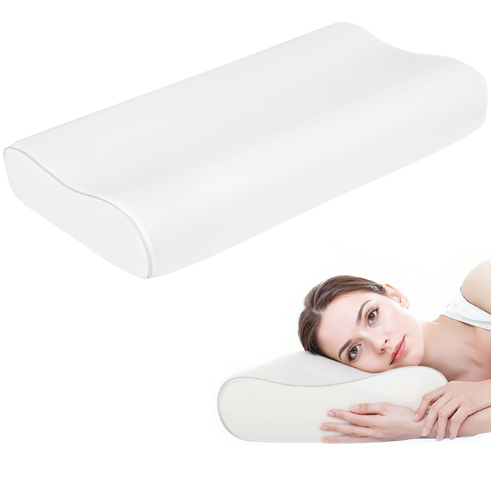 Almohada Cervicales y Cuello de Espuma Viscoelástica, Almohada Ortopedica con Diseño Ergonómico, Doble Altura, Funda Extraíble y Lavable, para Soporte de Cuello, Dormir de Lado y Boca Arriba
