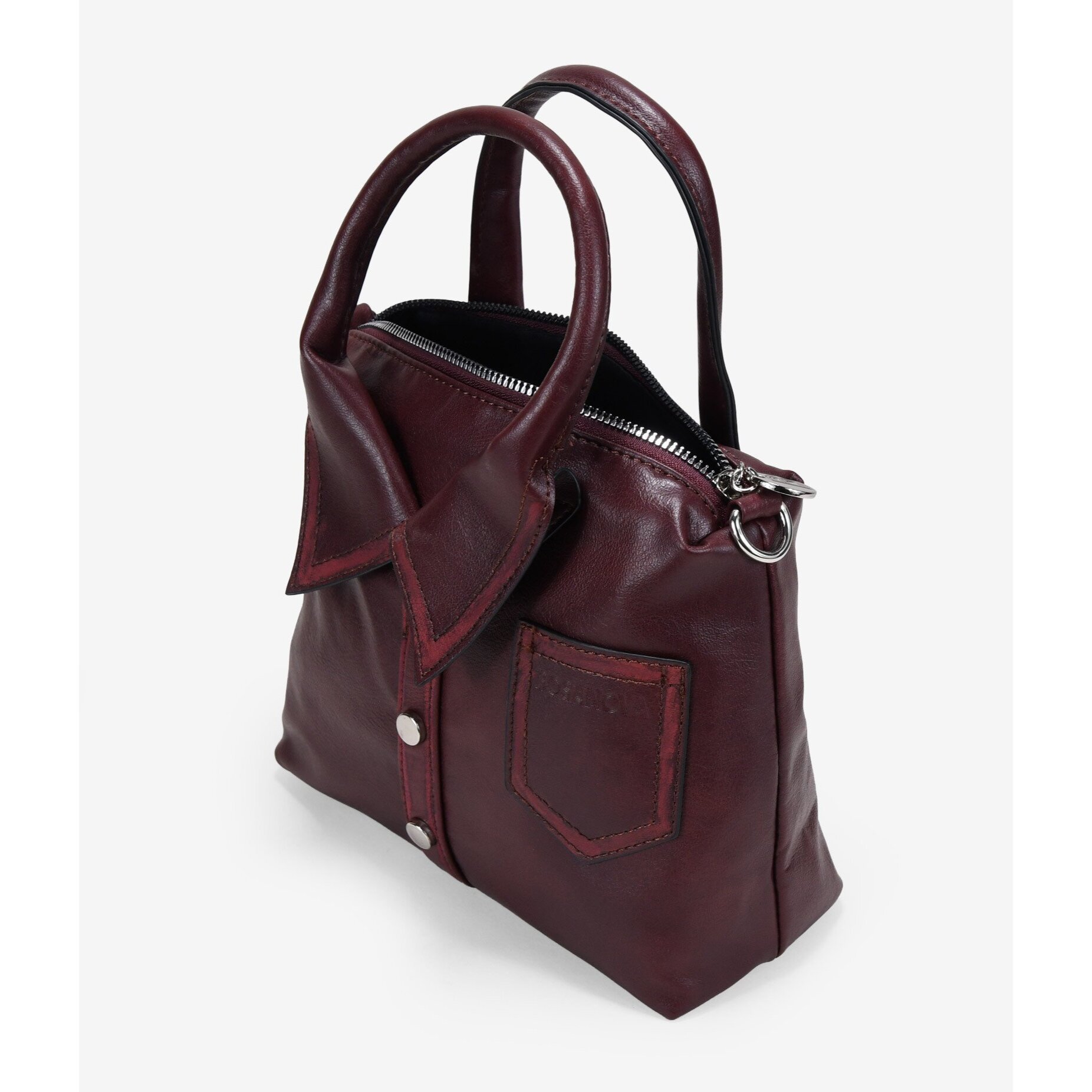 Bolso de mano burdeos pequeño con cremallera