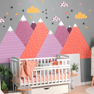 Stickers muraux enfants - Décoration chambre bébé - Autocollant Sticker mural géant enfant montagnes scandinaves JUMANKA