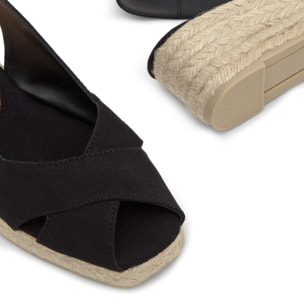 Alpargatas de cuña de mujer destalonadas Diana estilo peep-toe en algodón orgánico