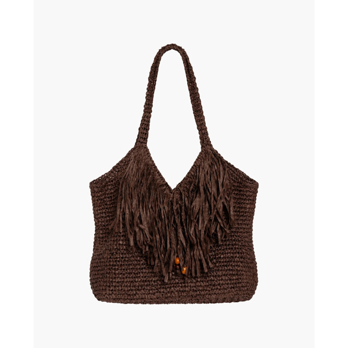 Bolso shopper de rafia de mujer