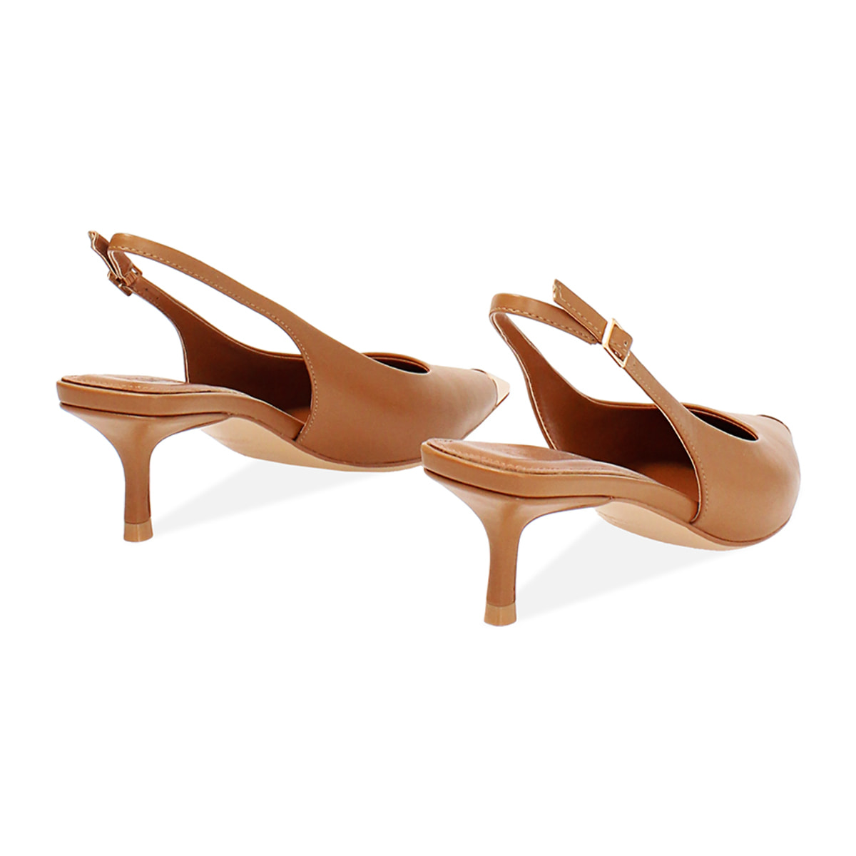 Décolleté slingback donna cognac, tacco 5,5 cm