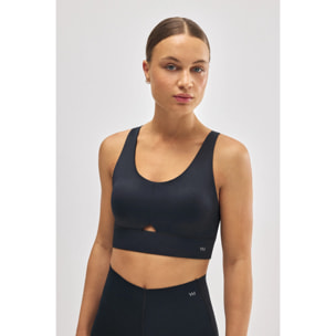 Reggiseno sportivo compressivo con dettaglio di apertura e supporto medio in verde