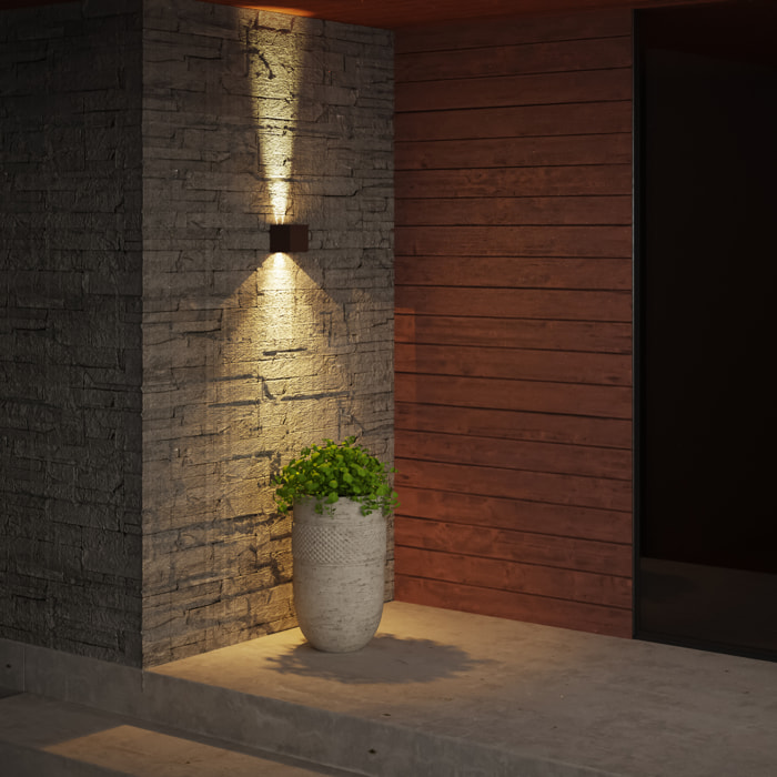 Forlight Rex aplique cuadrado con luz blanco cálido 3000K en color marrón