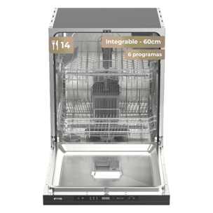 Lavavajillas Integrable EVVO Di.2Y 60cm 14 Cubiertos, 6 Programas + Display, Panel Táctil, Auto Open