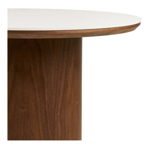 Tavolino da salotto Noli in ceramica bianca e impiallacciatura frassino scuro ø60 cm