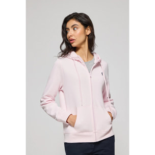 Felpa rosa con cappuccio con tasche a cerniera e cappuccio con ricamo Rigby Go