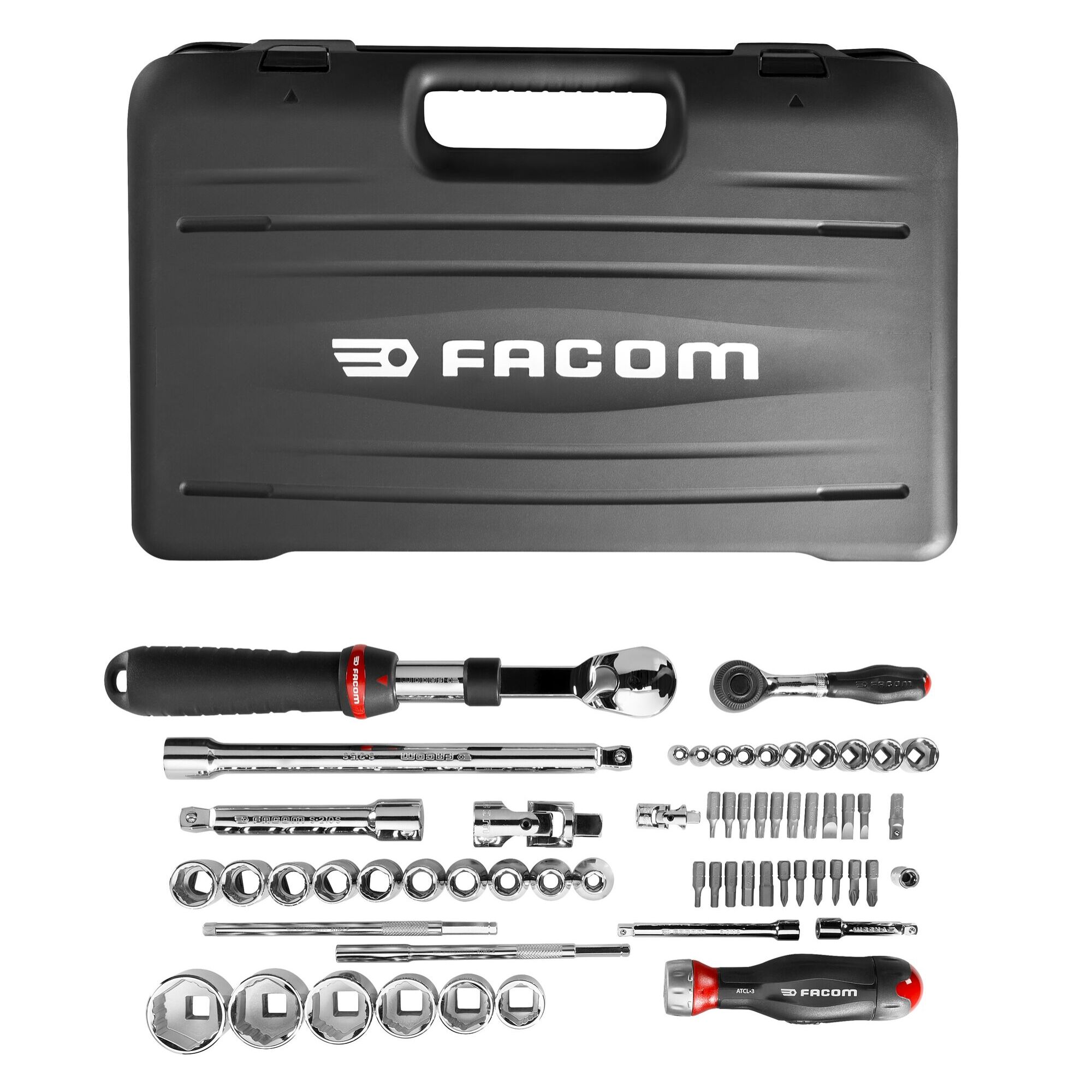 Coffret MBOX serrage 1/4 & 1/2 OGV® Grip, plateau mousse (60 pces) - FACOM - RS.GRPPB