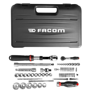 Coffret MBOX serrage 1/4 & 1/2 OGV® Grip, plateau mousse (60 pces) - FACOM - RS.GRPPB