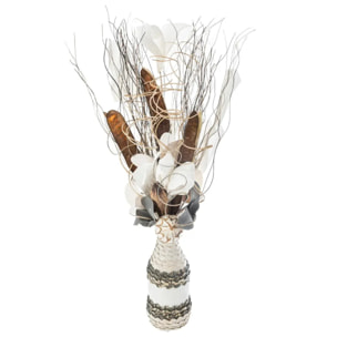 Composition florale artificielle vase osier H50cm