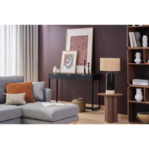 Console design avec rangements 3 tiroirs noire et métal L115 cm AVIDAN