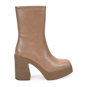 Botas taupe elásticas con tacón y plataforma