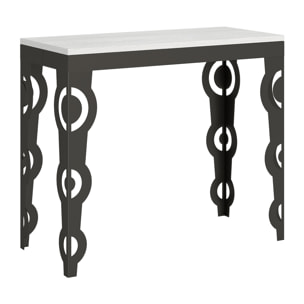 Console Karamay Small Evolution cm.90x40 (extensible à 196) Frêne Blanc cadre Anthracite