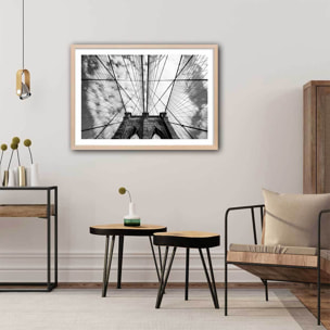 Affiche deco Brooklyn Bridge details Affiche + cadre en bois - Chêne