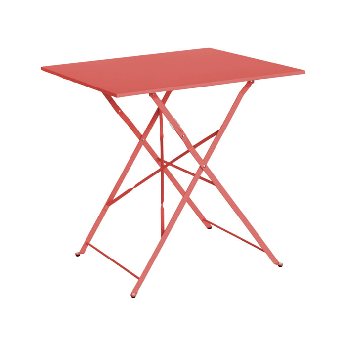 Table jardin bistrot carrée pliable 70x70cm. 2 places en acier thermolaqué