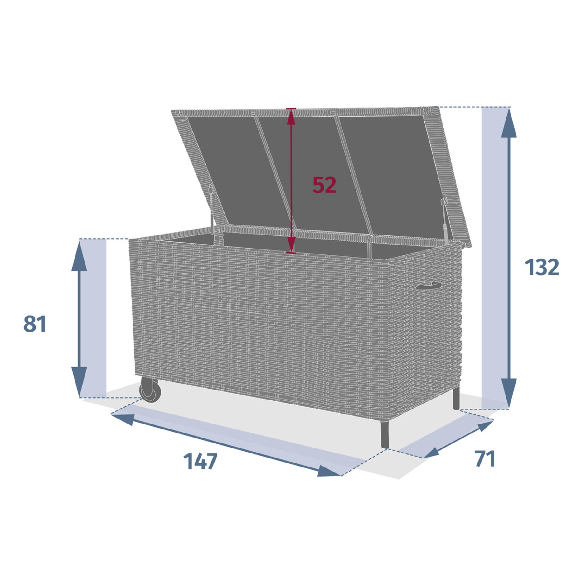 Coffre de rangement 159 x 76 x H. 82,5 cm Bayana terre d'ombre