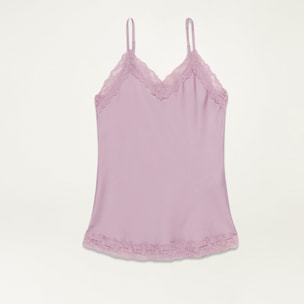 Oltre - Top lingerie in raso e pizzo - Rosa