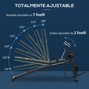 Banco de Musculación Plegable, Banco de Pesas, Respaldo Inclinable de 7 Niveles, Extensión de Pierna, Cojín de Predicador, Banda de Resistencia, para Entrenamiento Completo, Casa Gimnasio, Azul