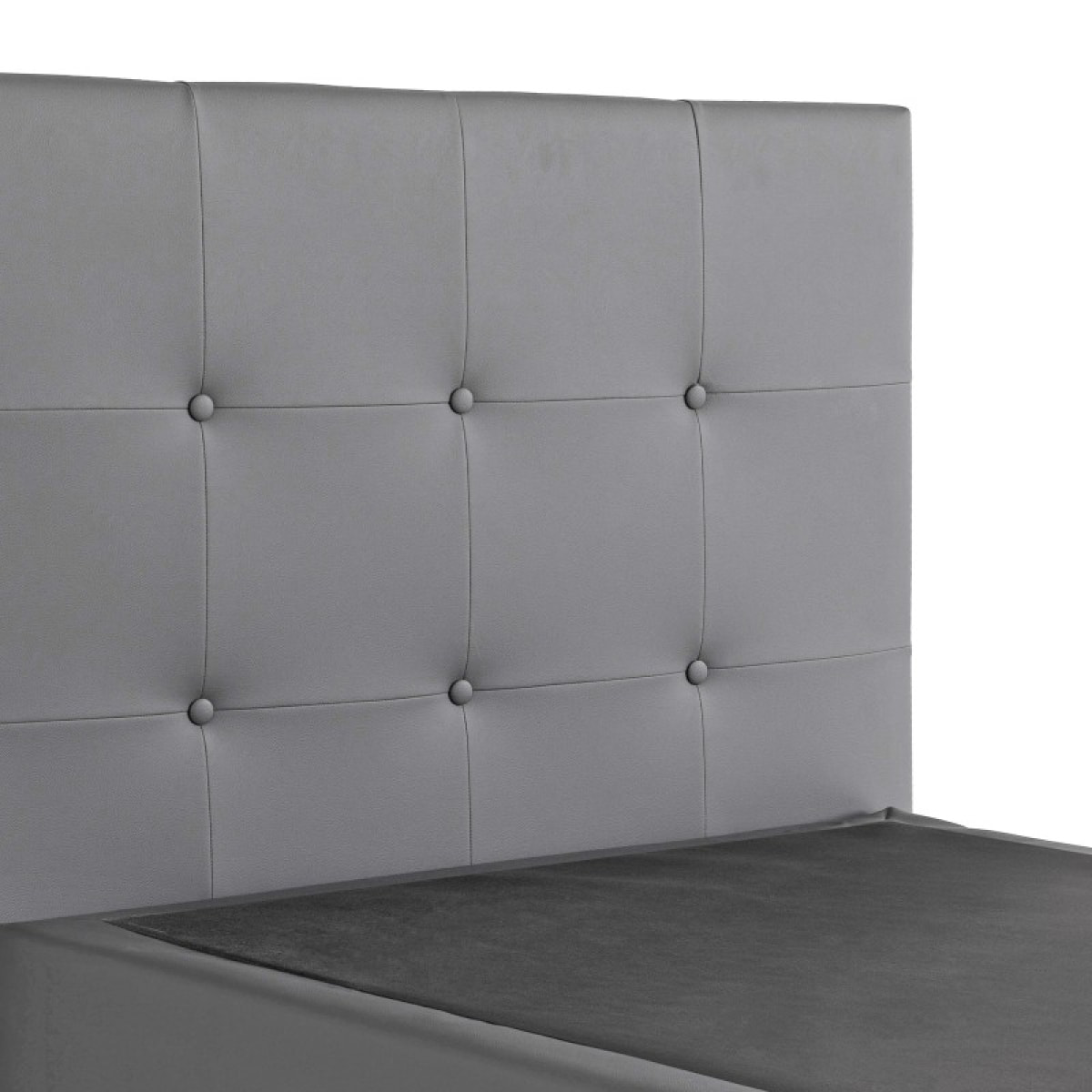 Lit Venise Simili Cuir Gris + Matelas Memoire de Forme | Confort optimal | Design et qualité