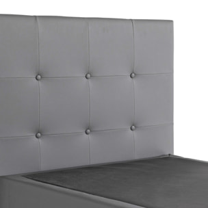 Lit Venise Simili Cuir Gris + Matelas Memoire de Forme | Confort optimal | Design et qualité